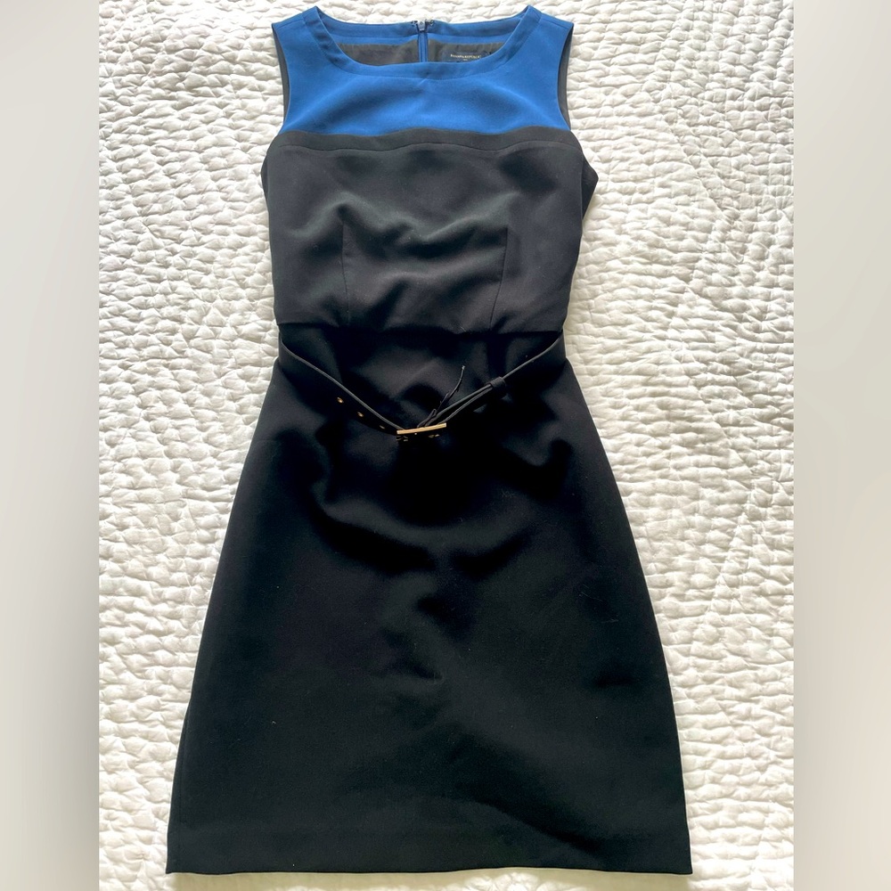 Banana Republic Black & Blue Colorblock dress with belt